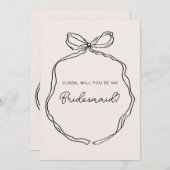Hand getrokken grillige lint bruidsmeisje kaart (Voorkant / Achterkant)