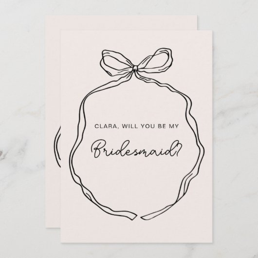 Hand getrokken grillige lint bruidsmeisje kaart (Voorkant / Achterkant)