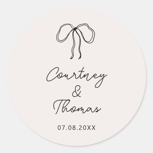 Hand getrokken grillige lint bruiloft label (Voorkant)