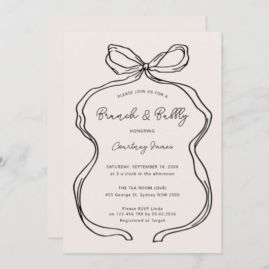 Hand getrokken grillige lint brunch en bubbels kaart (Voorkant / Achterkant)