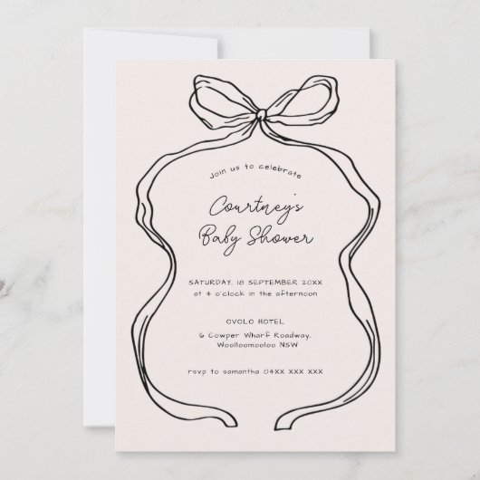 Hand getrokken grillige lint grens Baby shower Kaart (Voorkant)