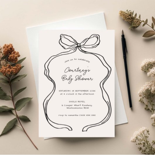 Hand getrokken grillige lint grens Baby shower Kaart