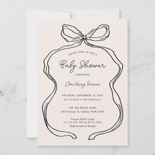 Hand getrokken grillige lint grens Baby shower Kaart (Voorkant)