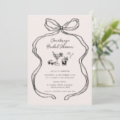 Hand getrokken grillige lint grens Vrijgezellenfee Kaart (Staand voorkant)