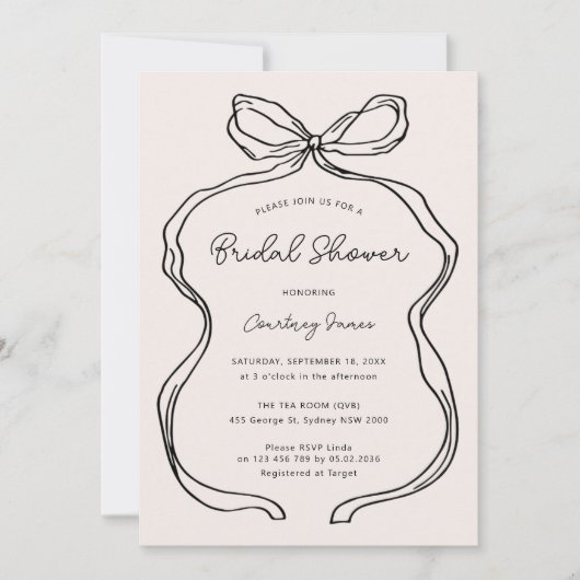 Hand getrokken grillige lint grens Vrijgezellenfee Kaart (Voorkant)