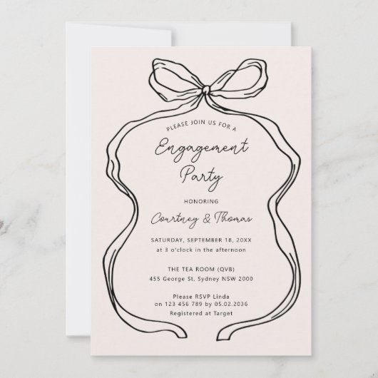 Hand getrokken grillige lint verlovingsfeest kaart (Voorkant)