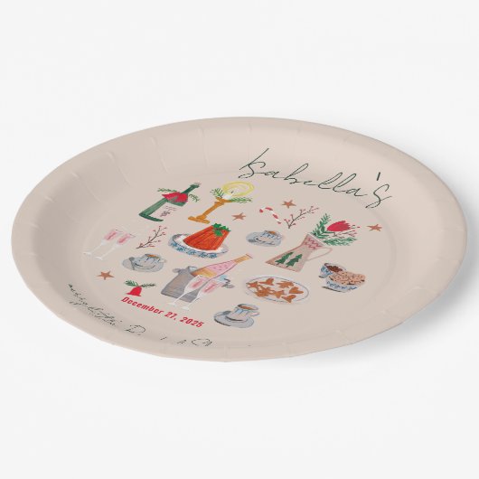 Hand getrokken grillige Merry Little Vrijgezellenf Papieren Bordje (Gekanteld)