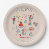 Hand getrokken grillige Merry Little Vrijgezellenf Papieren Bordje (Voorkant)