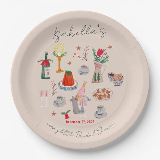 Hand getrokken grillige Merry Little Vrijgezellenf Papieren Bordje (Voorkant)