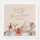 Hand getrokken grillige Merry Little Vrijgezellenf Servet (Voorkant)