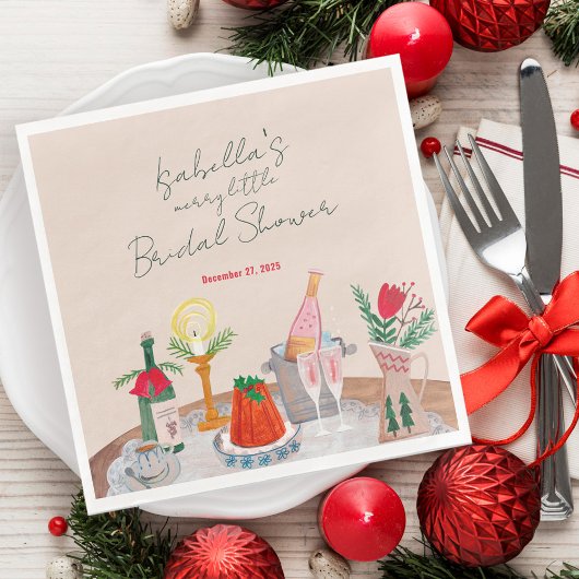 Hand getrokken grillige Merry Little Vrijgezellenf Servet