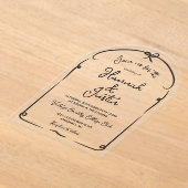 Hand getrokken grillige moderne trendy bruiloft ac acryl uitnodigingen (Laagn)