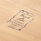 Hand getrokken grillige moderne trendy bruiloft acryl uitnodigingen (Laagn)