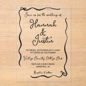 Hand getrokken grillige moderne trendy bruiloft acryl uitnodigingen (Voorkant)