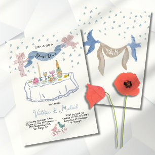 Hand getrokken grillige repetitie diner cupido's kaart