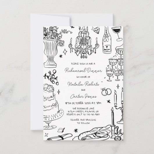 Hand getrokken grillige repetitie diner kaart (Voorkant)