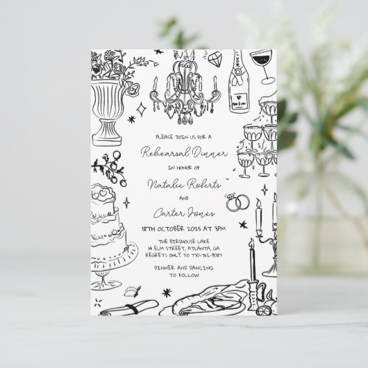 Hand getrokken grillige repetitie diner kaart (Staand voorkant)