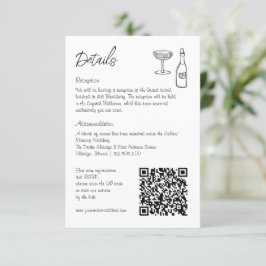 Hand getrokken grillige retro QR code bruiloft inf Informatiekaartje