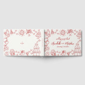 Hand getrokken grillige rode bruiloft gastenboek (Volledig)