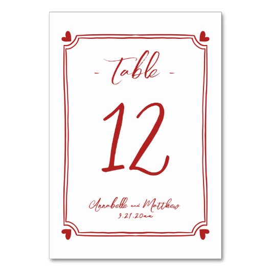 Hand getrokken grillige rode bruiloft kaart (Voorkant)