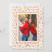 Hand getrokken grillige rode doedel kerstfoto feestdagenkaart (Achterkant)