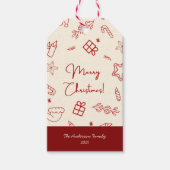 Hand getrokken grillige rode Doodle Kerstmis Cadeaulabel (Voorkant)