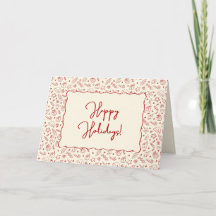 Hand getrokken grillige rode Doodle Kerstmis Feestdagen Kaart