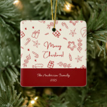 Hand getrokken grillige rode Doodle Kerstmis