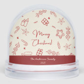 Hand getrokken grillige rode Doodle Kerstmis Sneeuwbol (Voorkant)