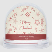 Hand getrokken grillige rode Doodle Kerstmis Sneeuwbol (Achterkant)