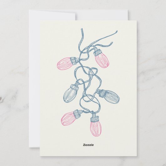 Hand getrokken grillige roze boog Doodle foto Feestdagenkaart (Achterkant)