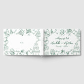 Hand getrokken grillige smaragdgroene bruiloft gastenboek (Volledig)