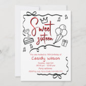 Hand getrokken grillige speelse prinses lief 16 kaart (Voorkant)