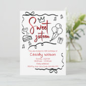 Hand getrokken grillige speelse prinses lief 16 kaart (Staand voorkant)