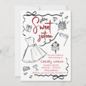 Hand getrokken grillige speelse prinses lief 16 kaart (Voorkant)