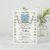 Hand getrokken grillige Stork Crest Baby shower Kaart (Staand voorkant)