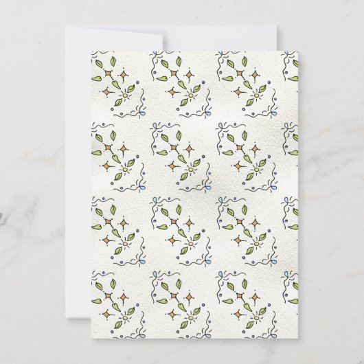 Hand getrokken grillige Stork Crest Baby shower Kaart (Achterkant)