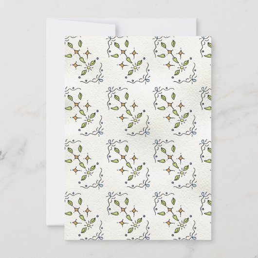 Hand getrokken grillige Stork Crest Baby shower Kaart (Achterkant)