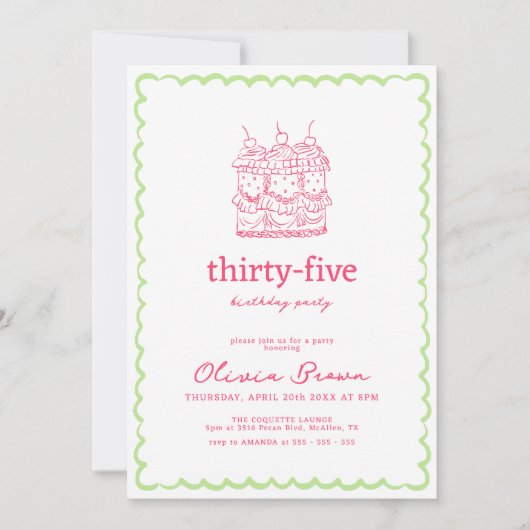 Hand getrokken grillige taart verjaardagsfeestje kaart (Voorkant)