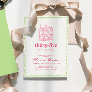 Hand getrokken grillige taart verjaardagsfeestje kaart