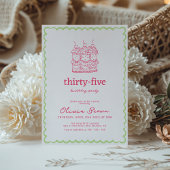 Hand getrokken grillige taart verjaardagsfeestje kaart