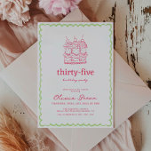 Hand getrokken grillige taart verjaardagsfeestje kaart