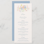 Hand getrokken grillige tafelblad pastel bruiloft menu (Voorkant / Achterkant)