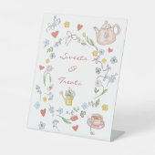 Hand getrokken grillige thee Vrijgezellenfeest des Reclamebord Met Voetstuk (Voorkant)