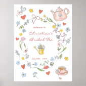 Hand getrokken grillige thee Vrijgezellenfeest wel Poster (Voorkant)