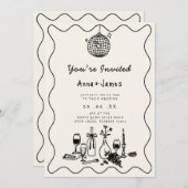 Hand getrokken grillige trendy funky bruiloft kaart (Voorkant / Achterkant)