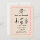 Hand getrokken grillige trendy funky bruiloft kaart (Voorkant)