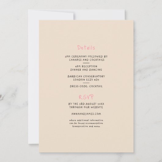 Hand getrokken grillige trendy funky bruiloft kaart (Achterkant)