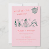 Hand getrokken grillige unieke eigenzinnige bruilo kaart (Voorkant)