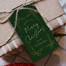 Hand getrokken grillige unieke moderne groene kers cadeaulabel